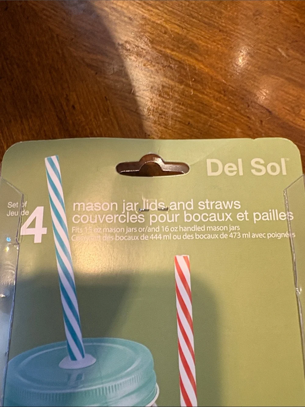 Home Essentials Mason Jar Lids & Straws Set - Multicolor set of four.